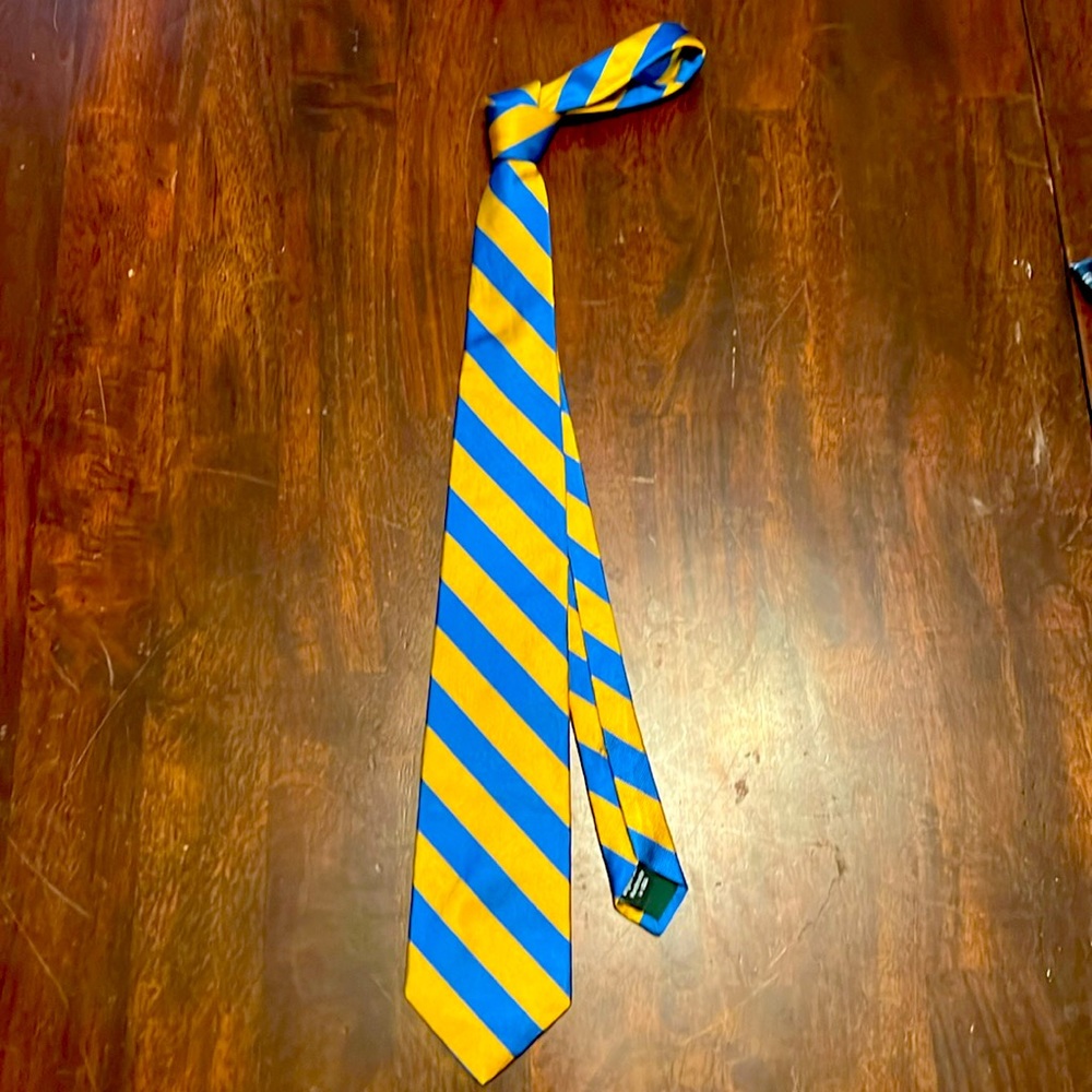 J. Crew Silk Repp Tie Royal Blue and Gold